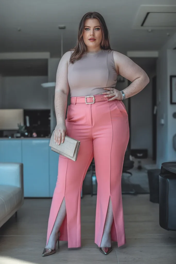 Plus Size Edgy Split Hem Pants Summer Outfit