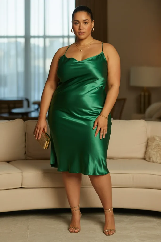 Plus Size Fitted Slip Dress Summer Outfit