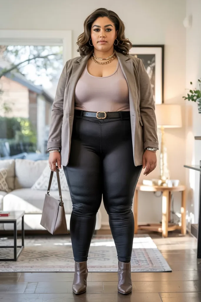 Plus Size High Rise Ponte Knit Legging Outfit
