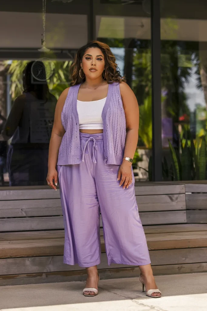 Plus Size Knit Vest Combo Summer Outfit