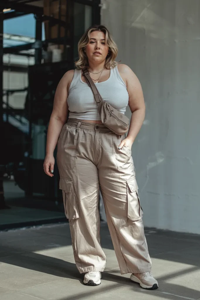 Plus Size Linen Cargo Pants Summer Outfit