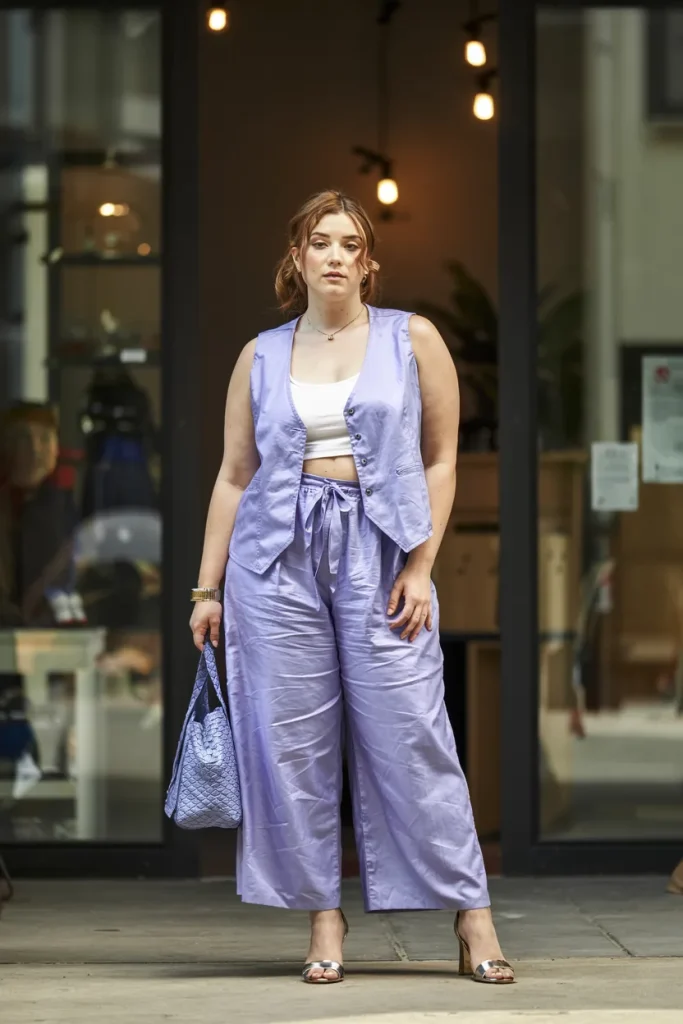 Plus Size Linen Vest Combo Summer Outfit