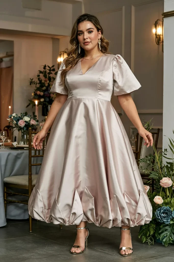 Plus Size Origami Detail Tulip Hem Wedding Guest Dress
