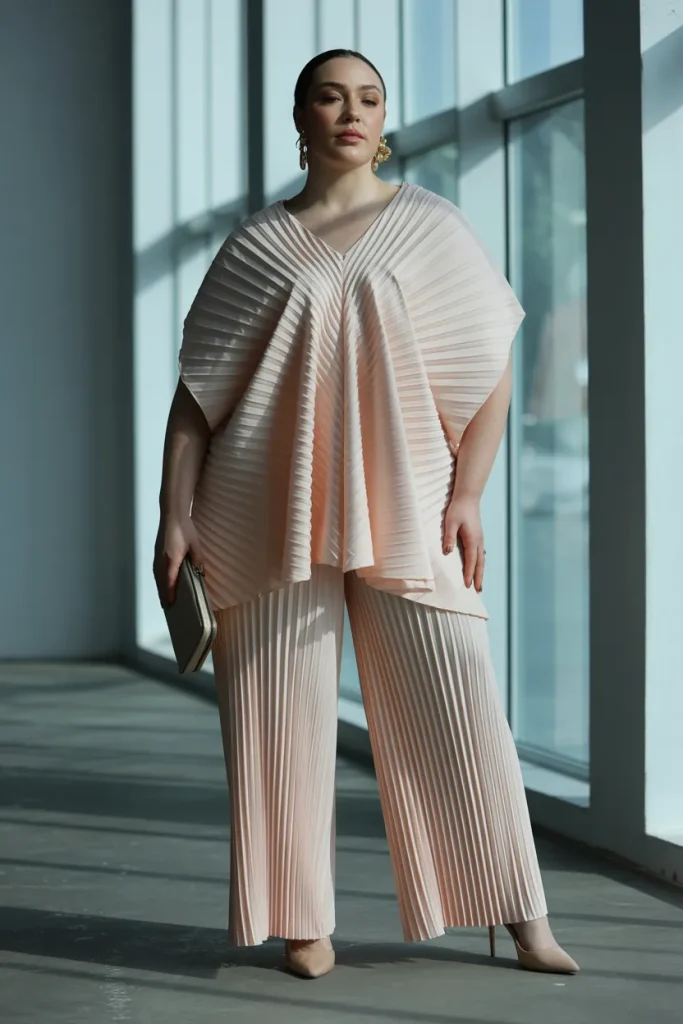 Plus Size Origami Pleated Set Summer Outfit