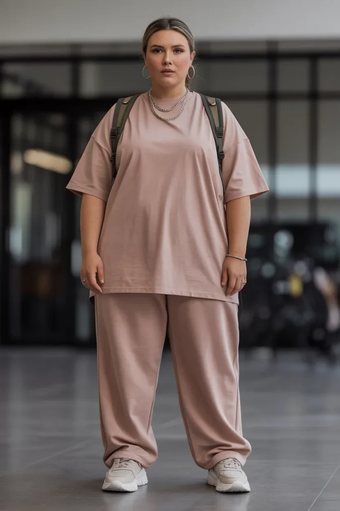 Plus Size Short Sleeve T Shirt Pant Set Streetwear Outfit