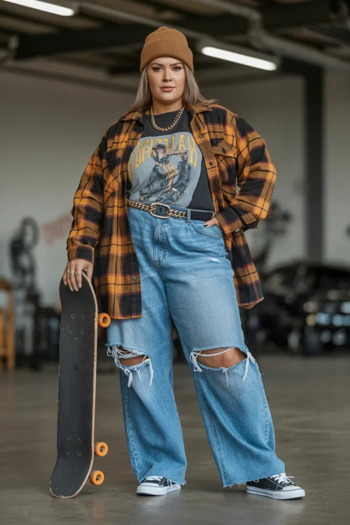 Plus Size Skatewear Inspired Streetwear Outfit