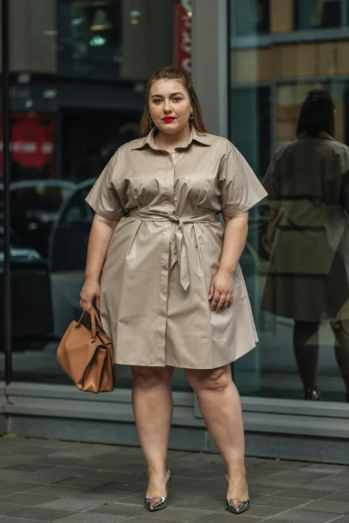 Plus Size Structured Shirt Dress Summer Outfit