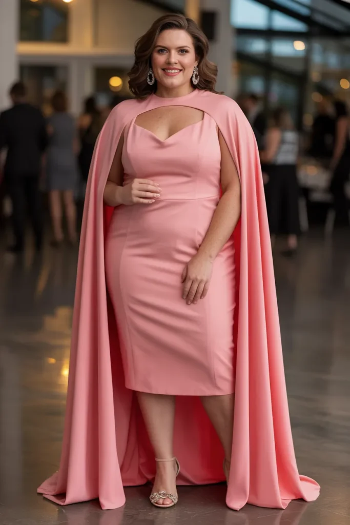 Plus Size Summer Convertible Cape Dress Party Outfit