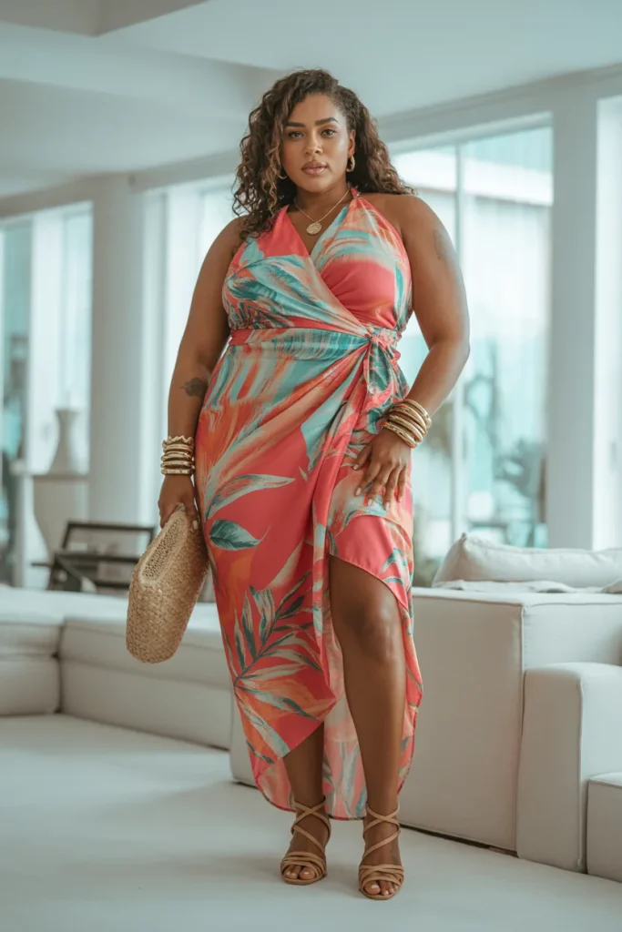 Plus Size Summer Convertible Sarong Dress Holiday Outfit