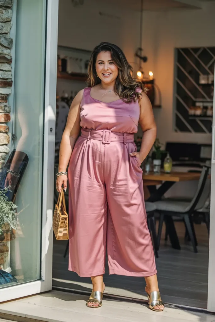 Plus Size Summer Cropped Wide Leg Jumpsuit European Outfit