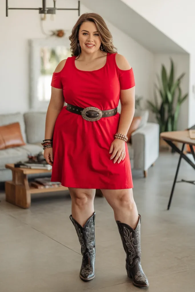 Plus Size Summer Cutout Shoulder T Shirt Dress Nashville Outfit