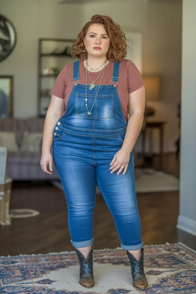 Plus Size Summer Denim Overalls Nashville Outfit