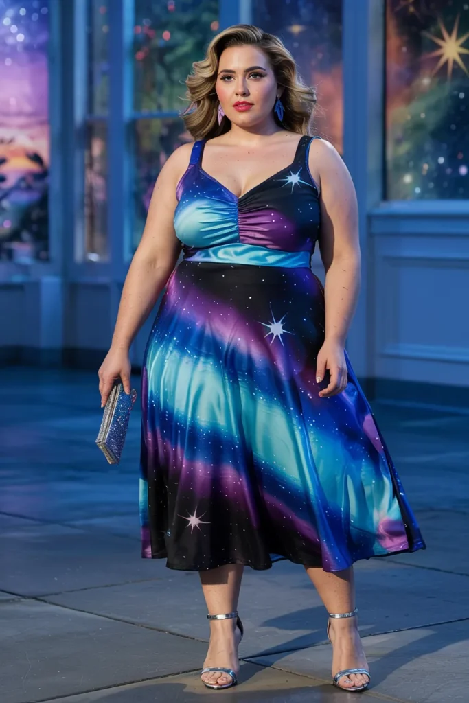 Plus Size Summer Fantasia Galaxy Print Disney Outfit