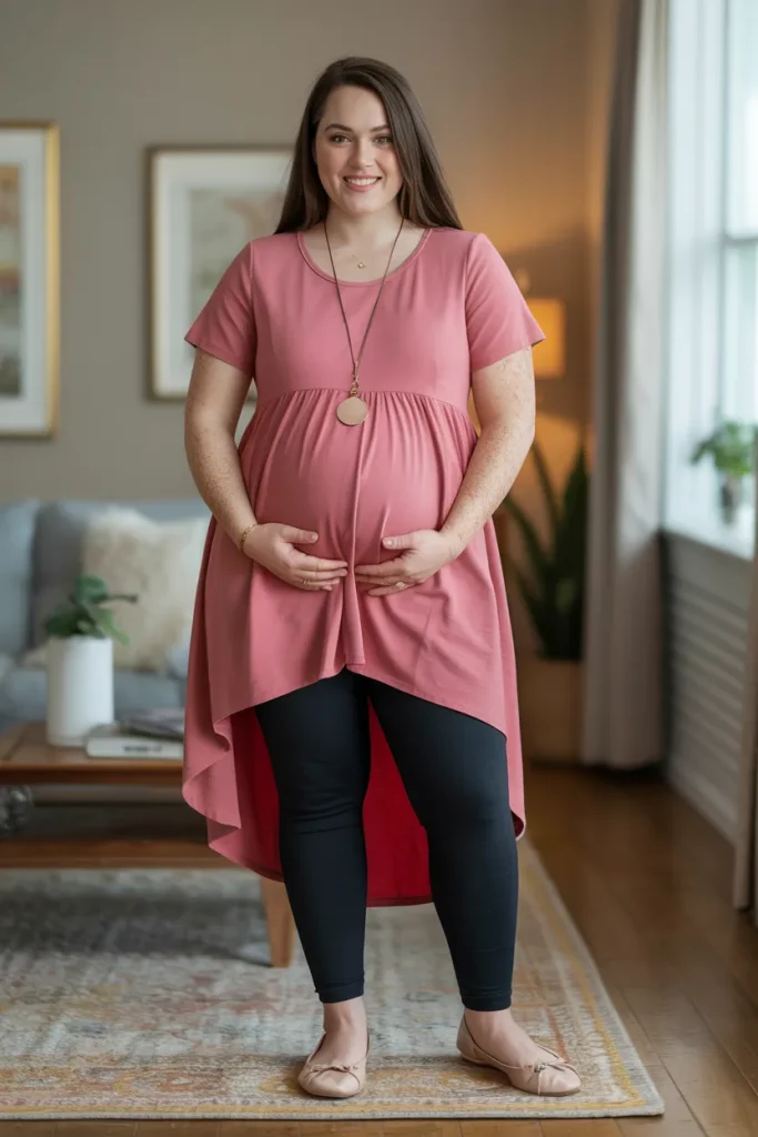 Plus Size Summer High Low Tunic Pregnancy Outfit