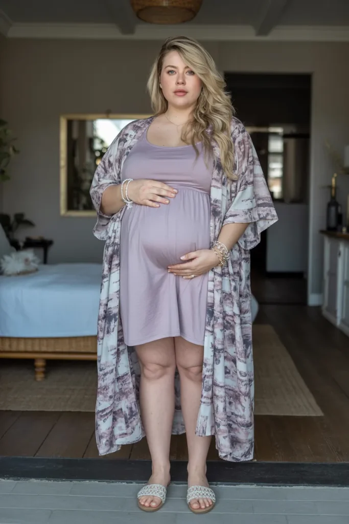 Plus Size Summer Kimono Overlay Pregnancy Outfit