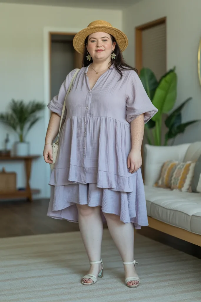 Plus Size Summer Layered Gauze Vacation Outfit