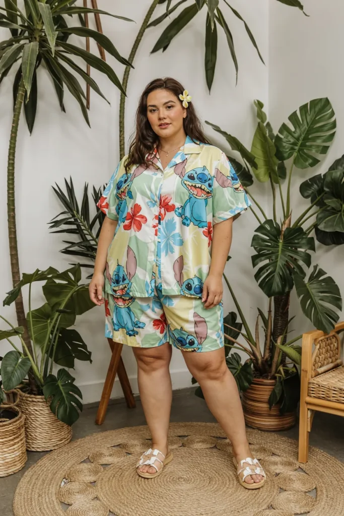 Plus Size Summer Lilo Stitch Hawaiian Coord Disney Outfit