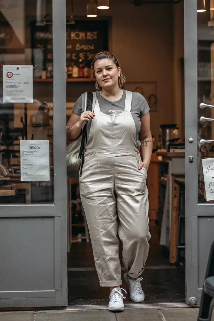 Plus Size Summer Linen Overalls Mom Outfit