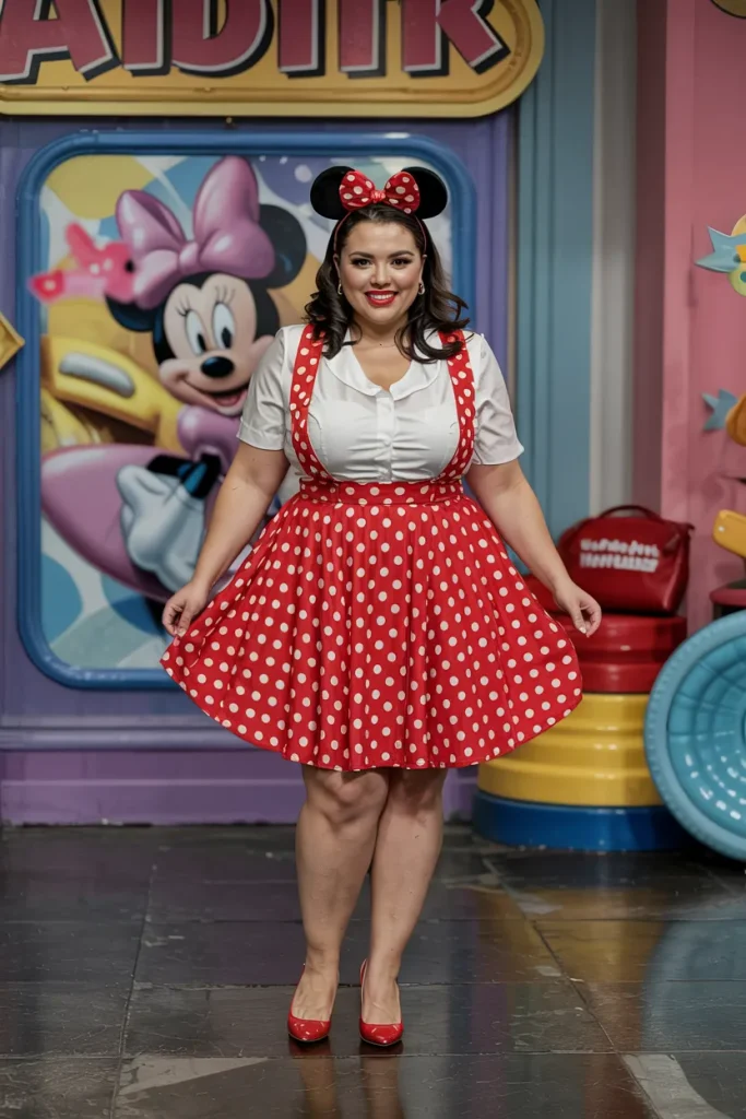 Plus Size Summer Minnie Suspender Skirt Disney Outfit