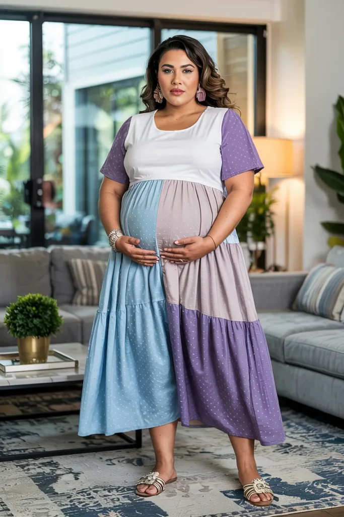 Plus Size Summer Mixed Media Pregnancy Outfit