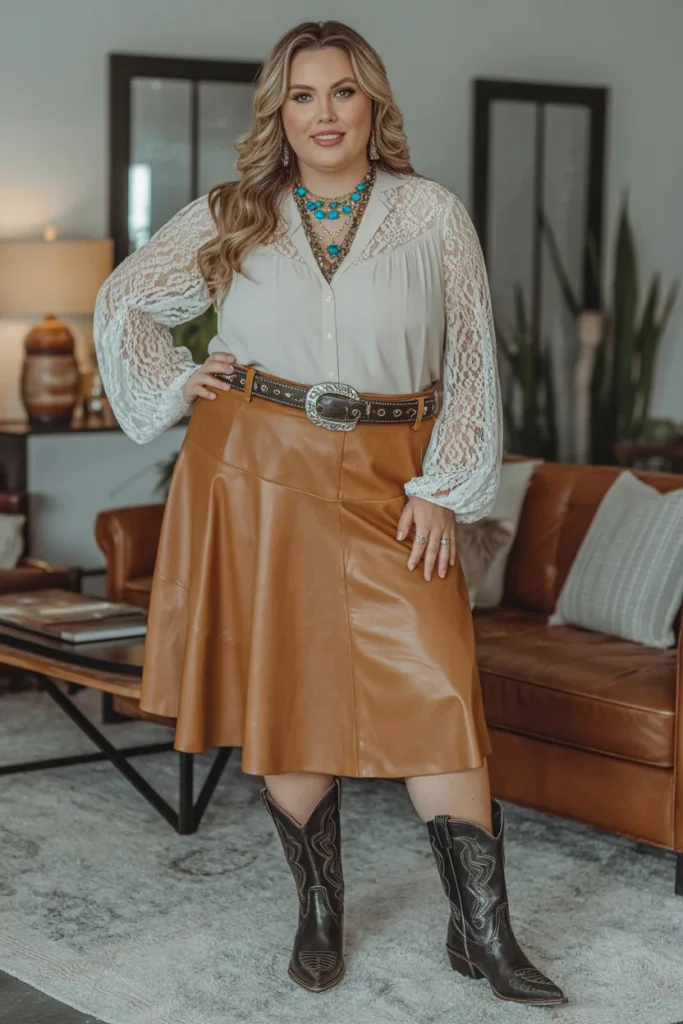 Plus Size Summer Nashville Leather and Lace Nashville Outfit
