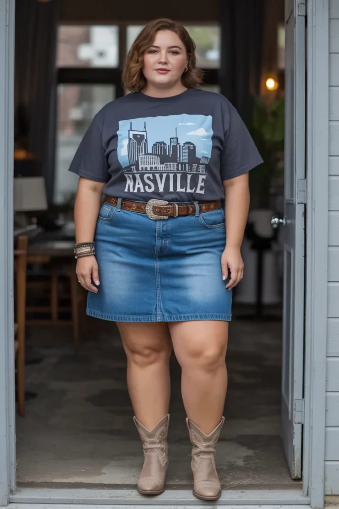 Plus Size Summer Nashville Skyline Graphic Tee Nashville Outfit