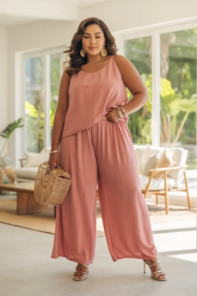 Plus Size Summer Palazzo Coordinates Vacation Outfit