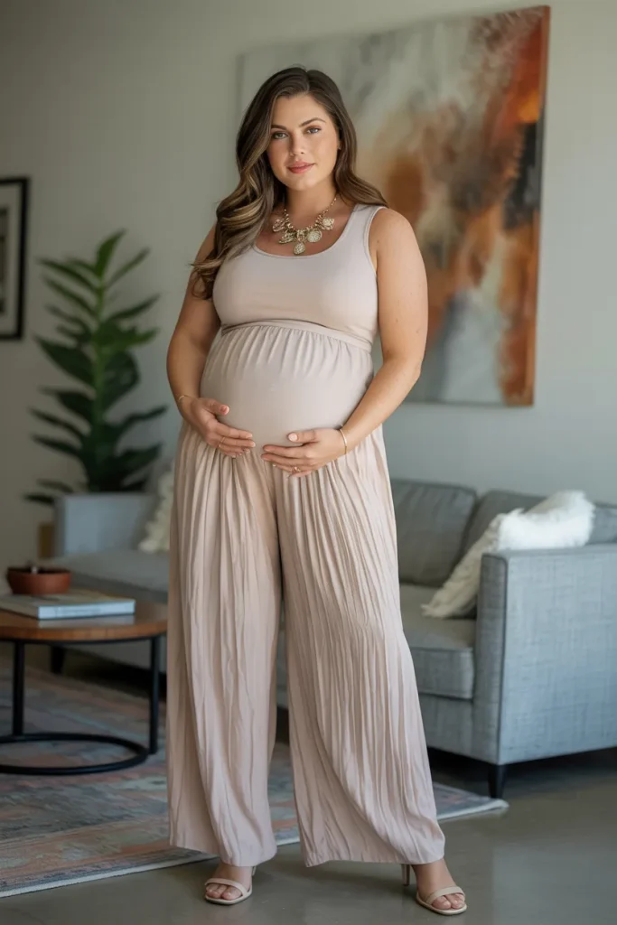 Plus Size Summer Palazzo Pants Pregnancy Outfit
