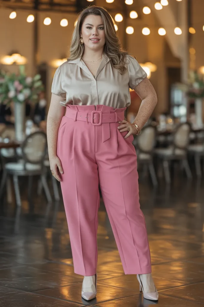 Plus Size Summer Paper Bag Waist Coordinates Party Outfit