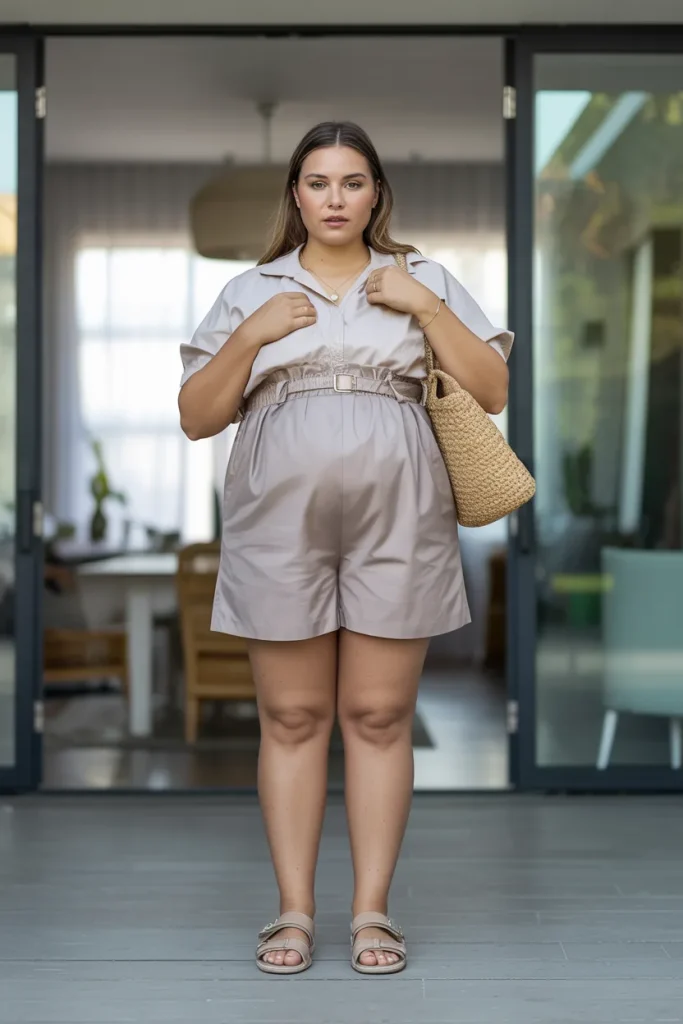Plus Size Summer Paperbag Waist Shorts Pregnancy Outfit