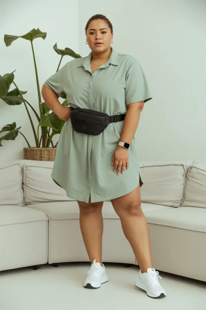 Plus Size Summer Performance Shirt Dress Athleisure Outfit