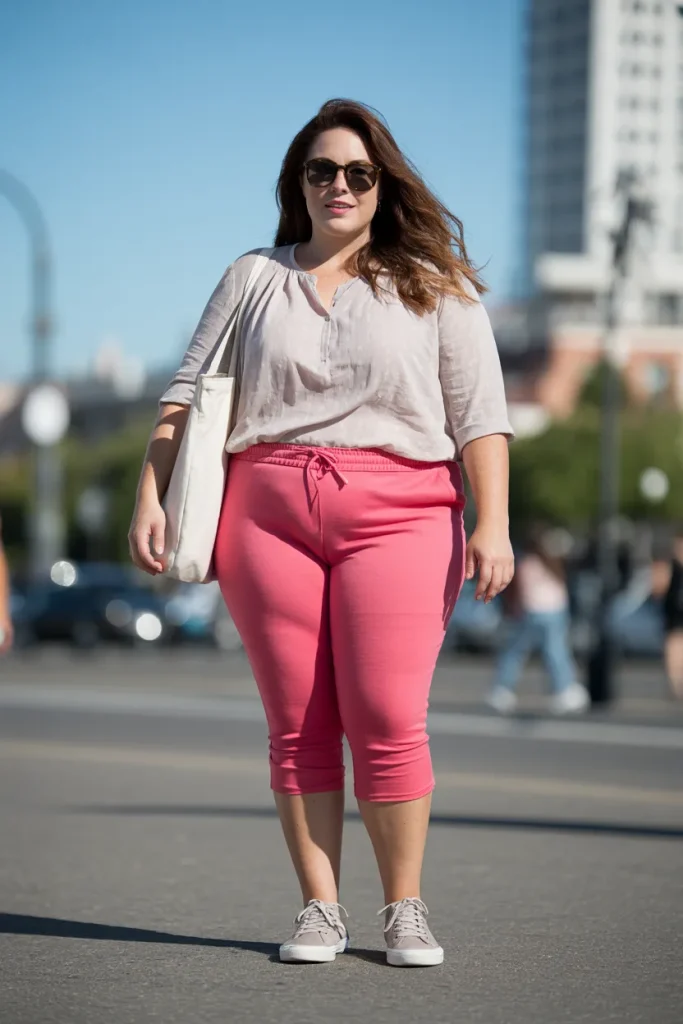 Plus Size Summer Stretchy Capri Vacation Outfit