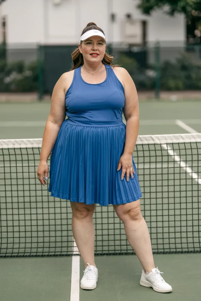 Plus Size Summer Tennis Inspired Pleated Skort Mom Outfit