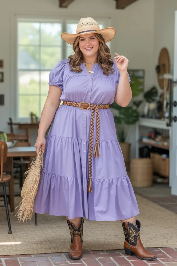 Plus Size Summer Tiered Prairie Dress Nashville Outfit
