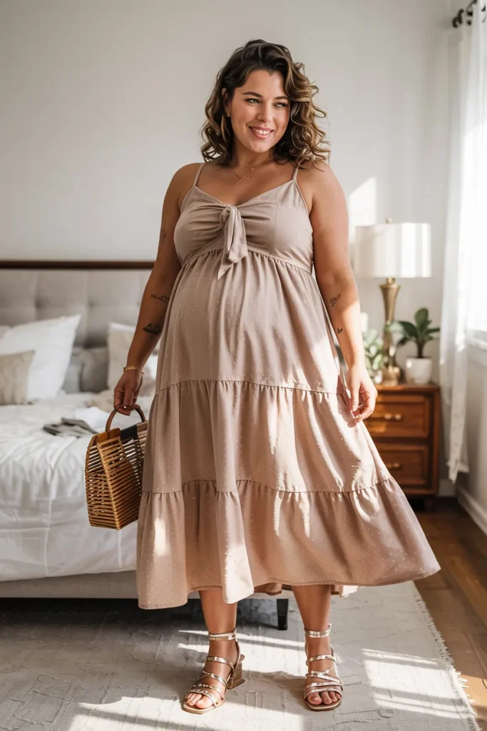 Plus Size Summer Tiered Sundress Pregnancy Outfit