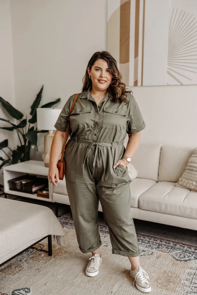 Plus Size Summer Utility Jumpsuit Mom Outfit
