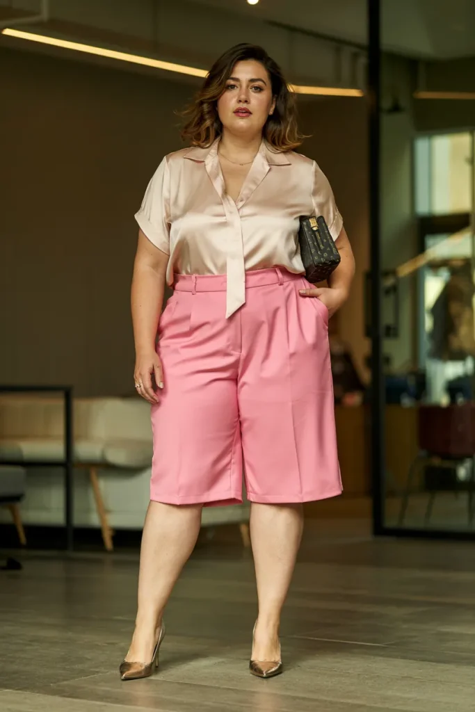 Plus Size Tailored Bermuda Shorts Summer Outfit 1