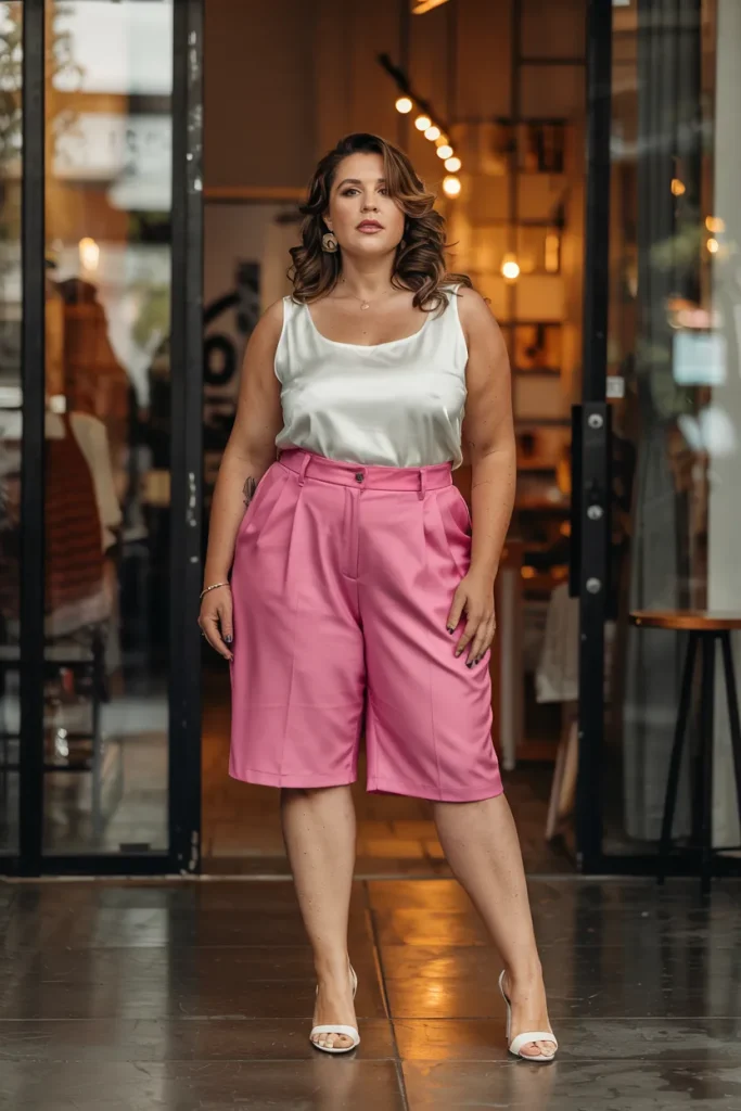 Plus Size Tailored Bermuda Shorts Summer Outfit