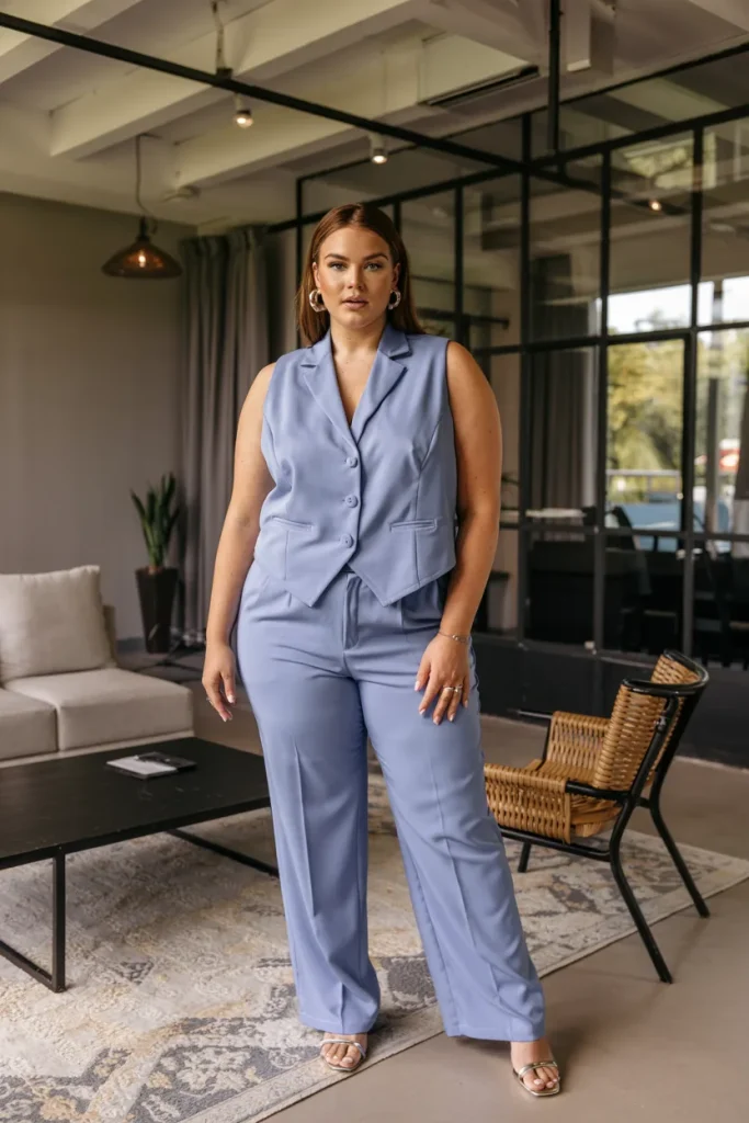Plus Size Tailored Vest and Pants Summer Outfit