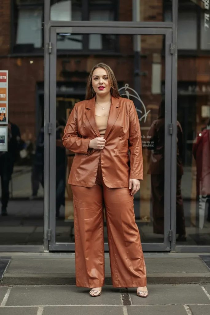 Plus Size Terracotta Wide Leg Suit Easter Outfit