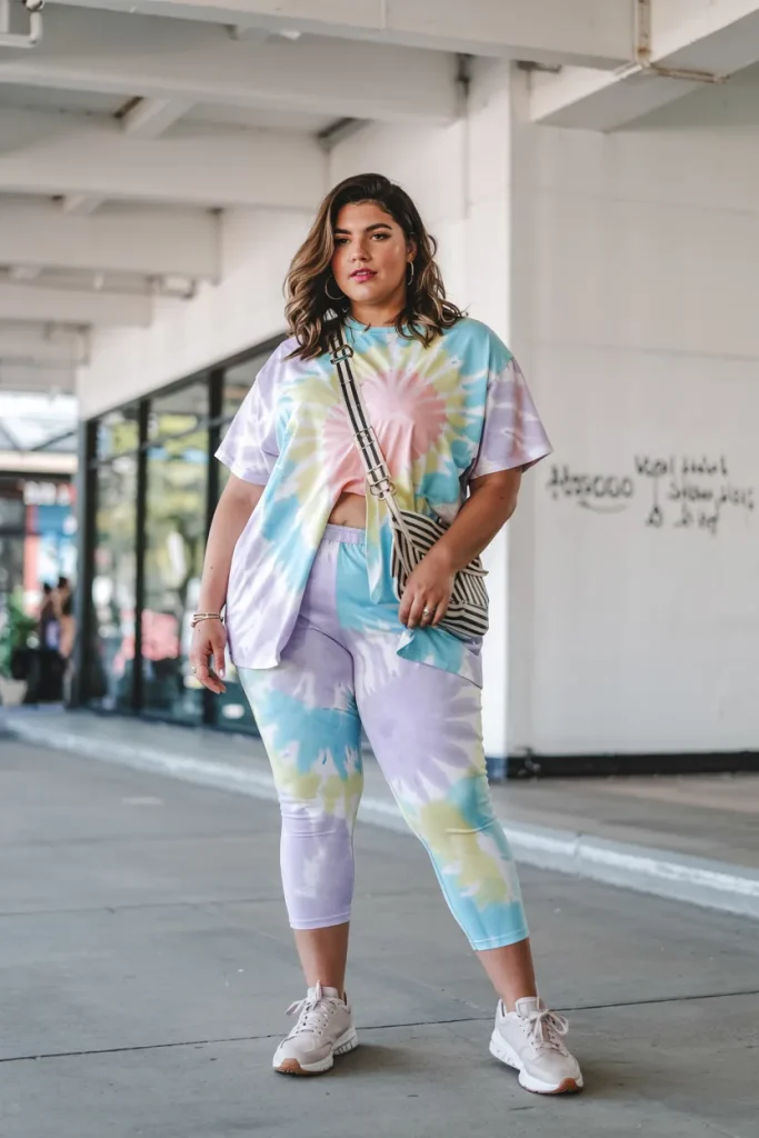 Plus Size Tie Dye Cropped Legging Summer Outfit