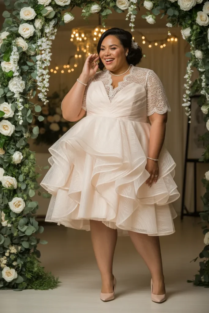 Plus Size Tiered Ruffle Casual Wedding Dress