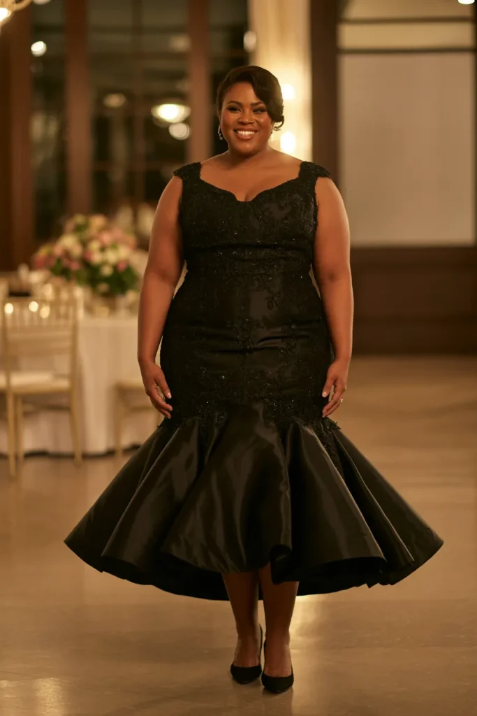 Plus Size Trumpet Silhouette Black Wedding Dress