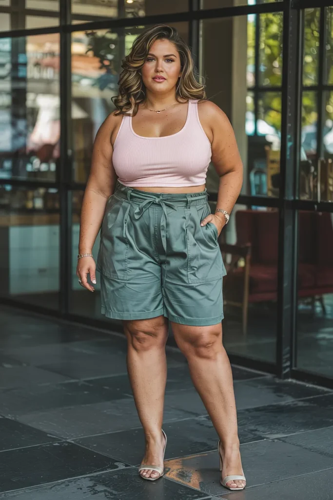 Plus Size Utility Shorts Combo Summer Outfit