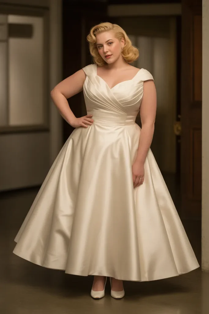 Plus Size Vintage 1940s Sweetheart Neckline Wedding Dress