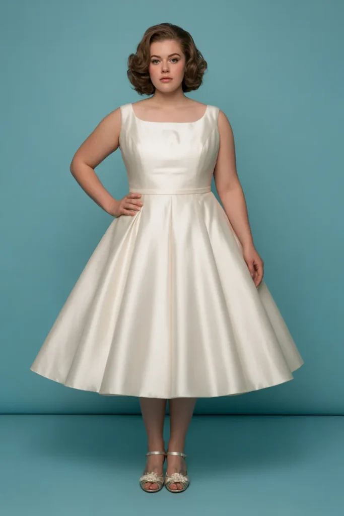 Plus Size Vintage 1960s Mod A Line Wedding Dress