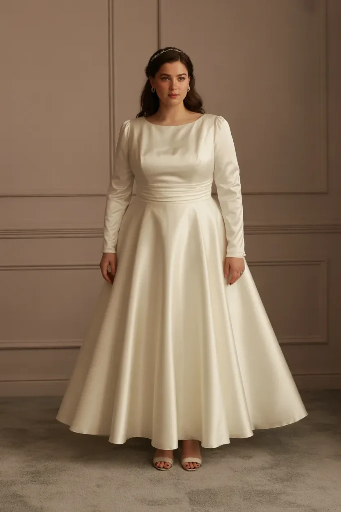 Plus Size Vintage Classy Long Sleeve Wedding Dress