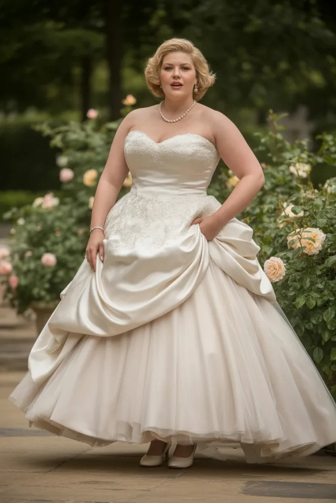 Plus Size Vintage Strapless Sweetheart Ballgown Wedding Dress