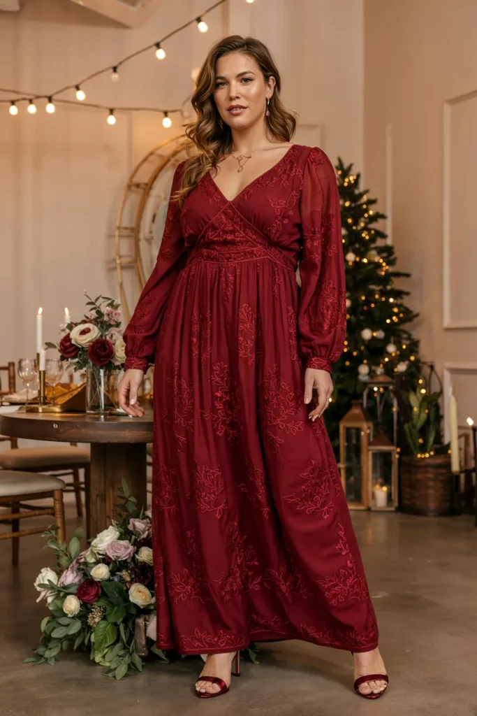 Rich Burgundy Dress For Fall Weddings