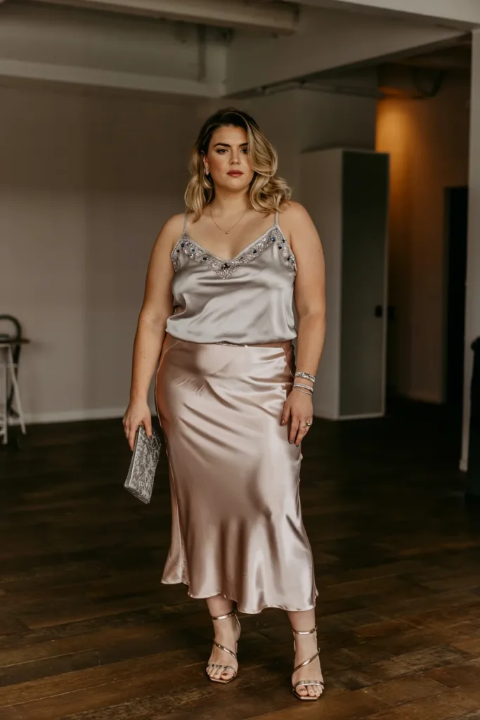 Satin Slip Skirt with Embellished Tank Birthday Outfit